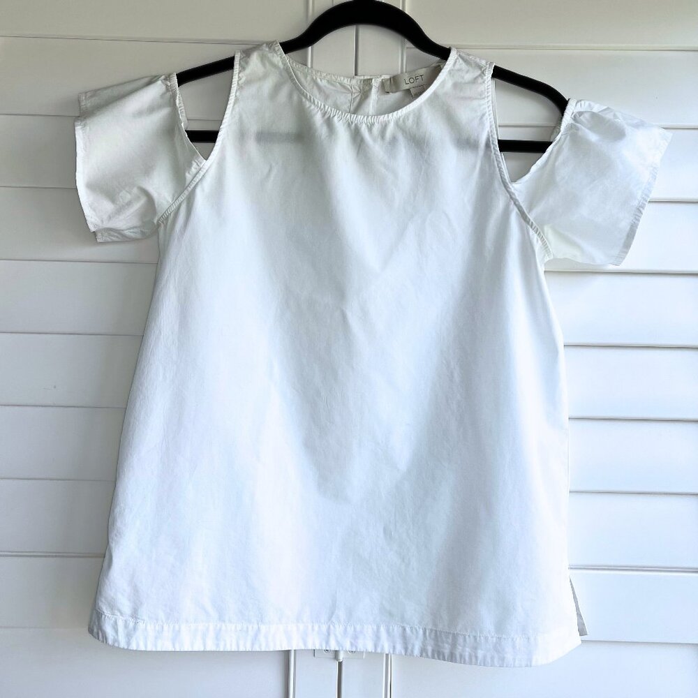 Loft short sleeve top, cutout shoulders
